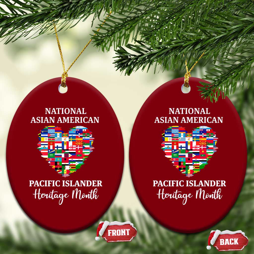 AAPI Heritage Month Ceramic Ornament National Asian American and Pacific Islander Countries Flag Heart - Wonder Print Shop