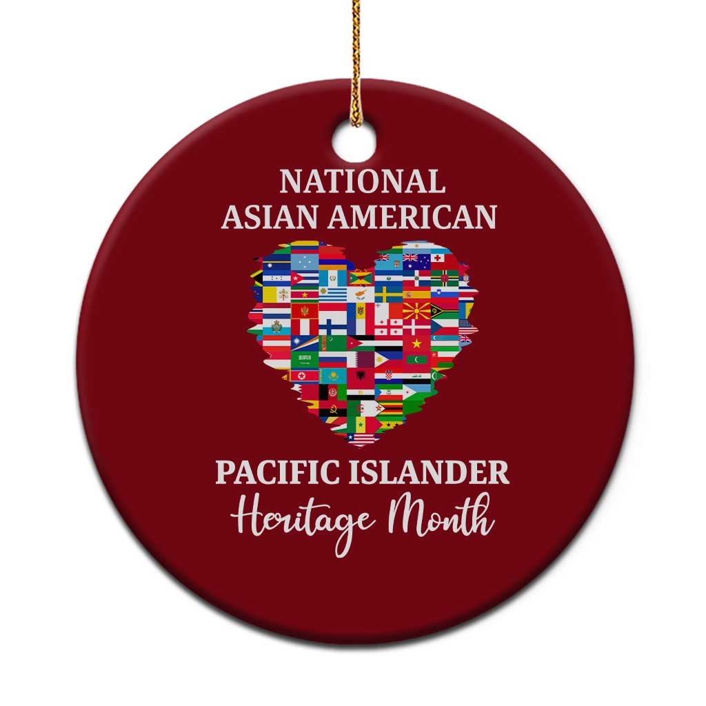 AAPI Heritage Month Ceramic Ornament National Asian American and Pacific Islander Countries Flag Heart - Wonder Print Shop