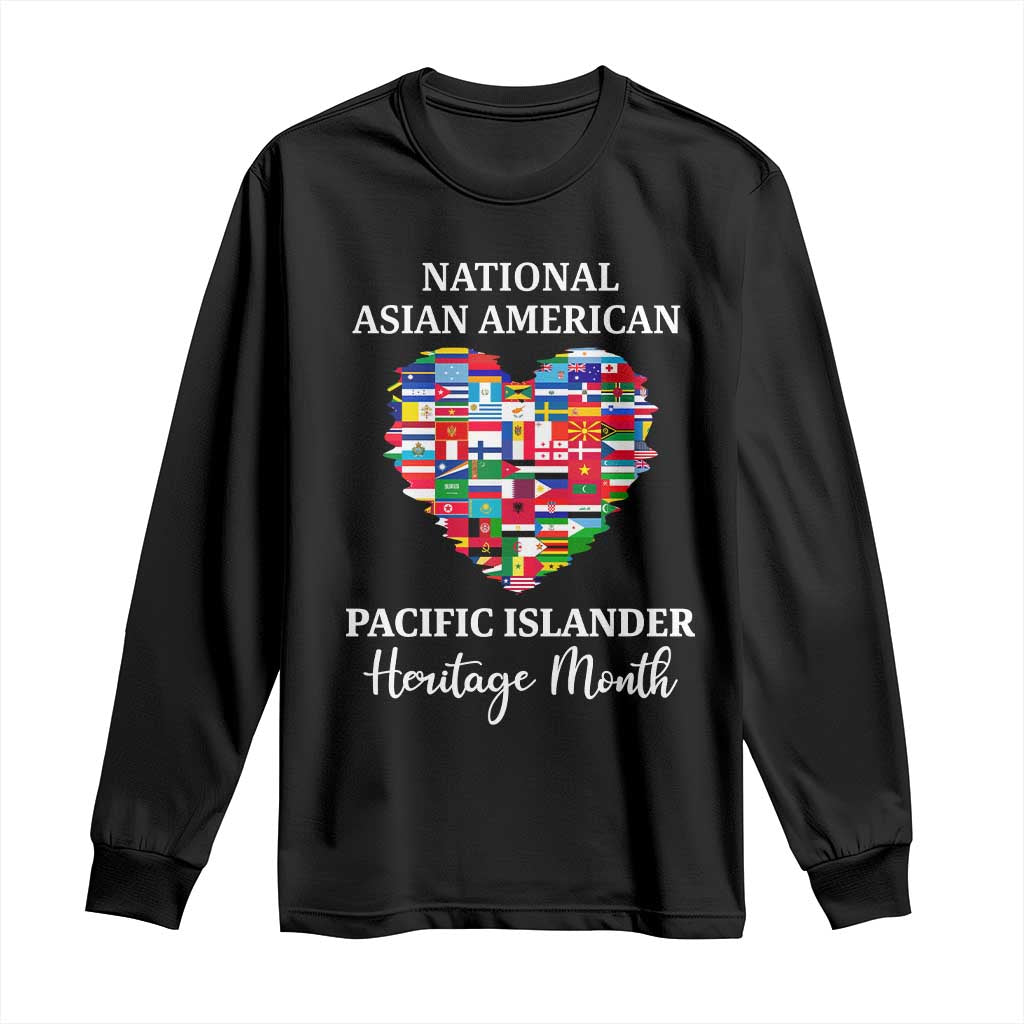 AAPI Heritage Month Long Sleeve Shirt National Asian American and Pacific Islander Countries Flag Heart