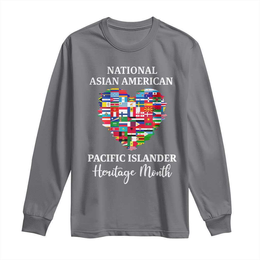 AAPI Heritage Month Long Sleeve Shirt National Asian American and Pacific Islander Countries Flag Heart
