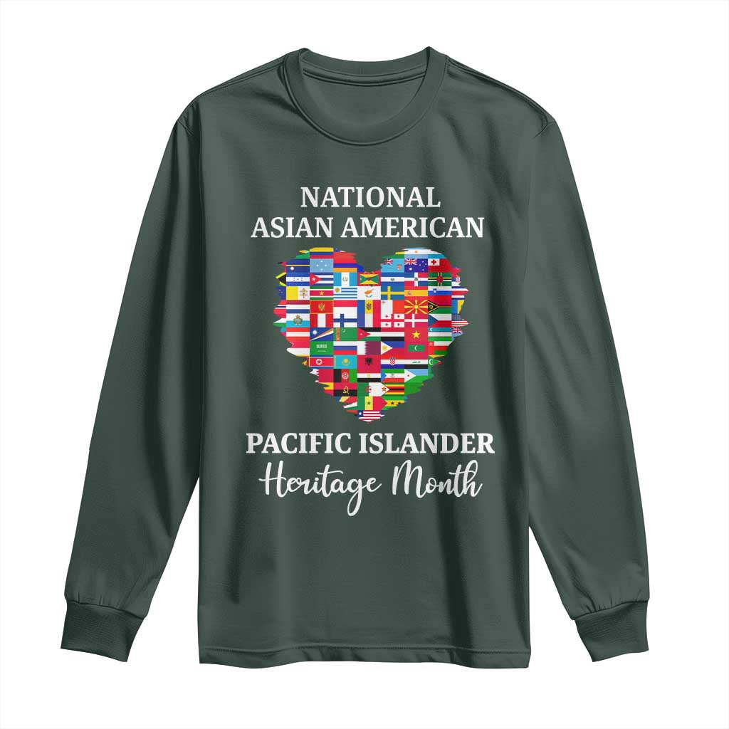AAPI Heritage Month Long Sleeve Shirt National Asian American and Pacific Islander Countries Flag Heart