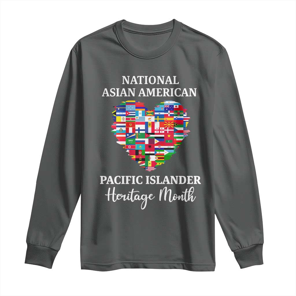 AAPI Heritage Month Long Sleeve Shirt National Asian American and Pacific Islander Countries Flag Heart