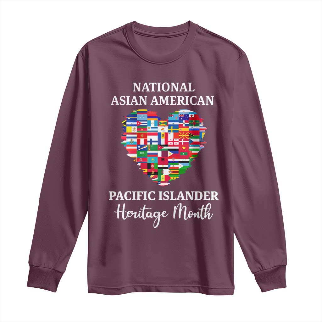 AAPI Heritage Month Long Sleeve Shirt National Asian American and Pacific Islander Countries Flag Heart