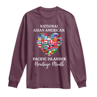 AAPI Heritage Month Long Sleeve Shirt National Asian American and Pacific Islander Countries Flag Heart