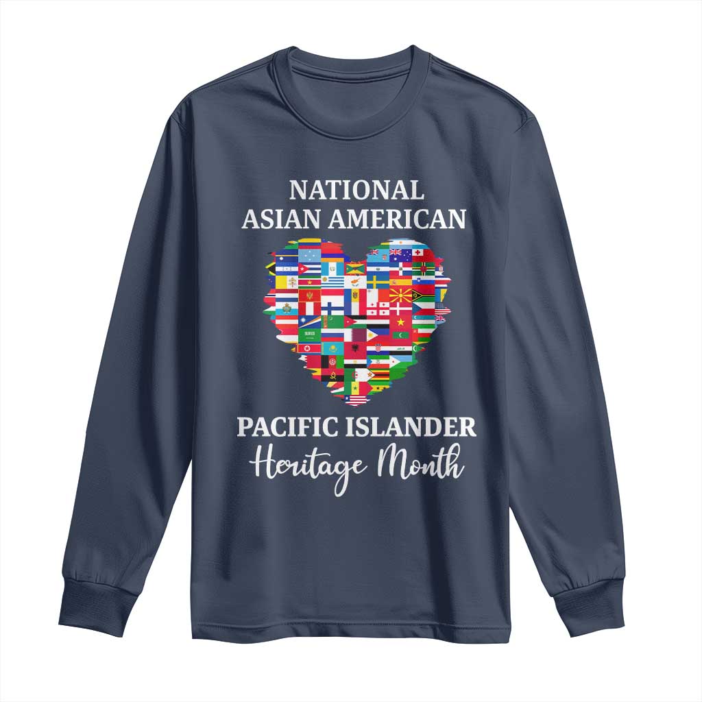 AAPI Heritage Month Long Sleeve Shirt National Asian American and Pacific Islander Countries Flag Heart