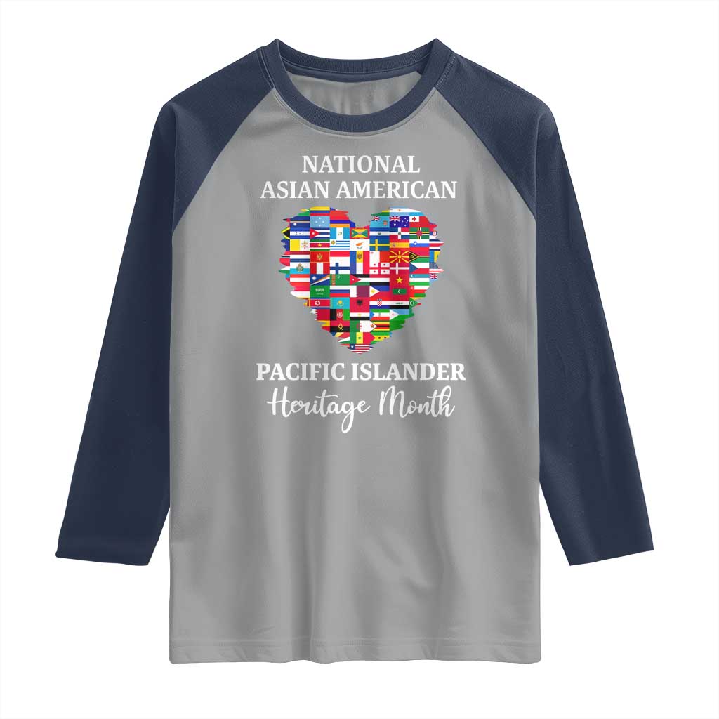 AAPI Heritage Month Raglan Shirt National Asian American and Pacific Islander Countries Flag Heart