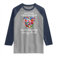 AAPI Heritage Month Raglan Shirt National Asian American and Pacific Islander Countries Flag Heart