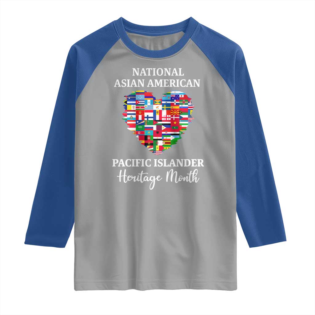 AAPI Heritage Month Raglan Shirt National Asian American and Pacific Islander Countries Flag Heart