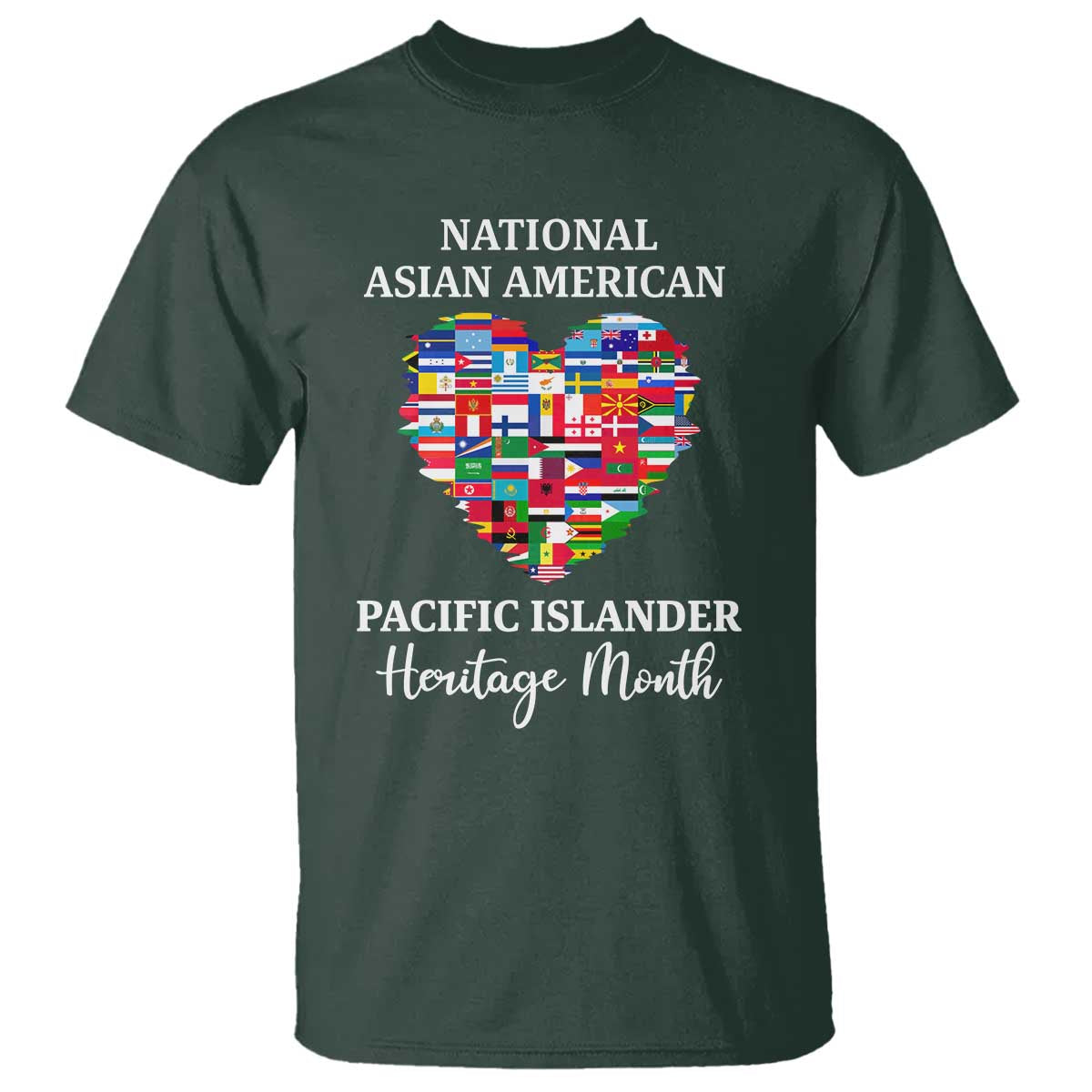 AAPI Heritage Month T Shirt National Asian American and Pacific Islander Countries Flag Heart