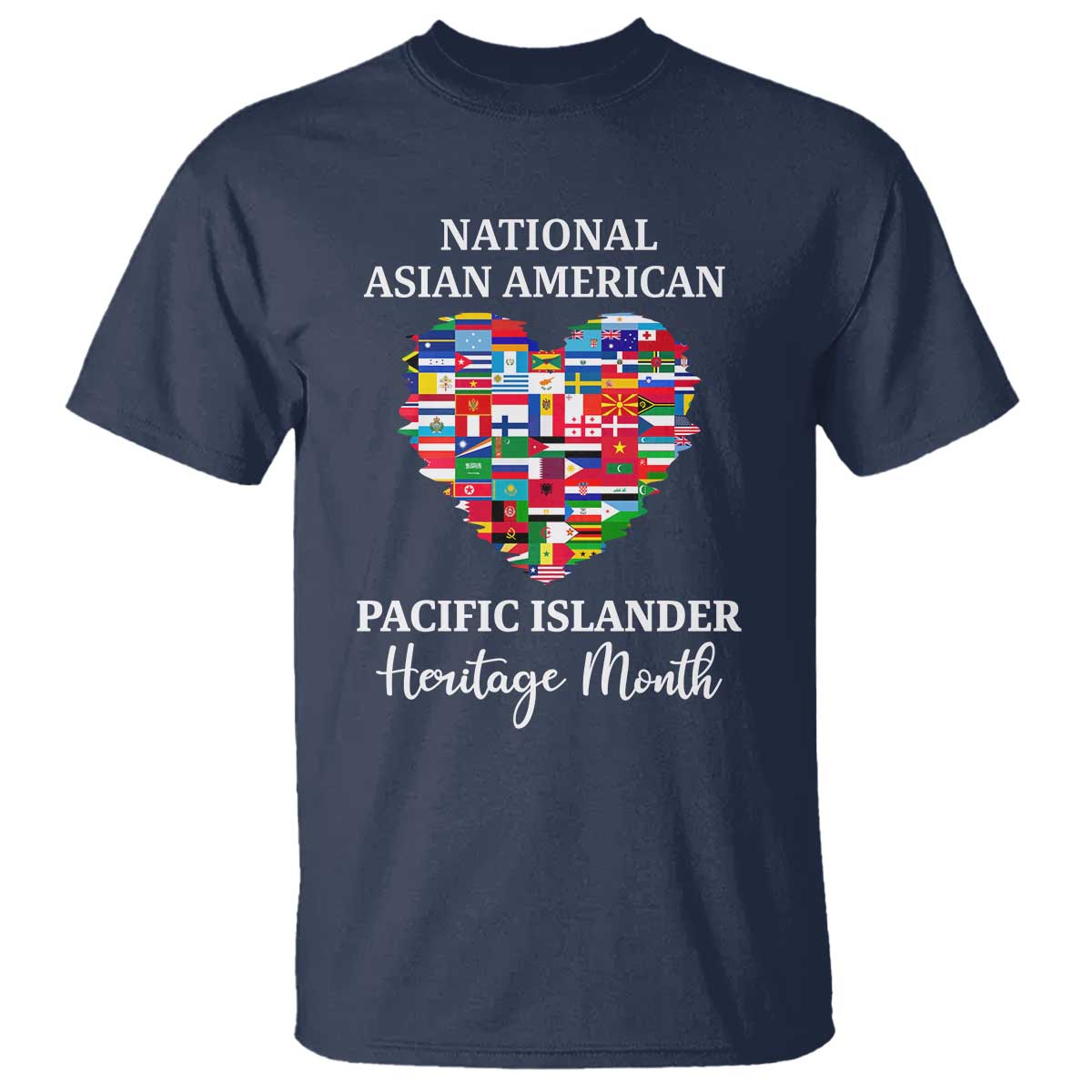 AAPI Heritage Month T Shirt National Asian American and Pacific Islander Countries Flag Heart