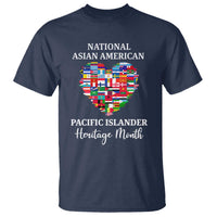 AAPI Heritage Month T Shirt National Asian American and Pacific Islander Countries Flag Heart