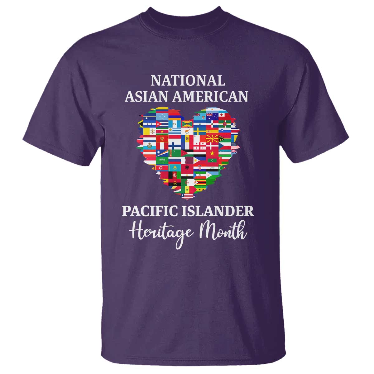 AAPI Heritage Month T Shirt National Asian American and Pacific Islander Countries Flag Heart