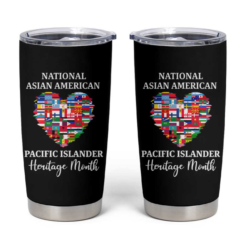 AAPI Heritage Month Tumbler Cup National Asian American and Pacific Islander Countries Flag Heart