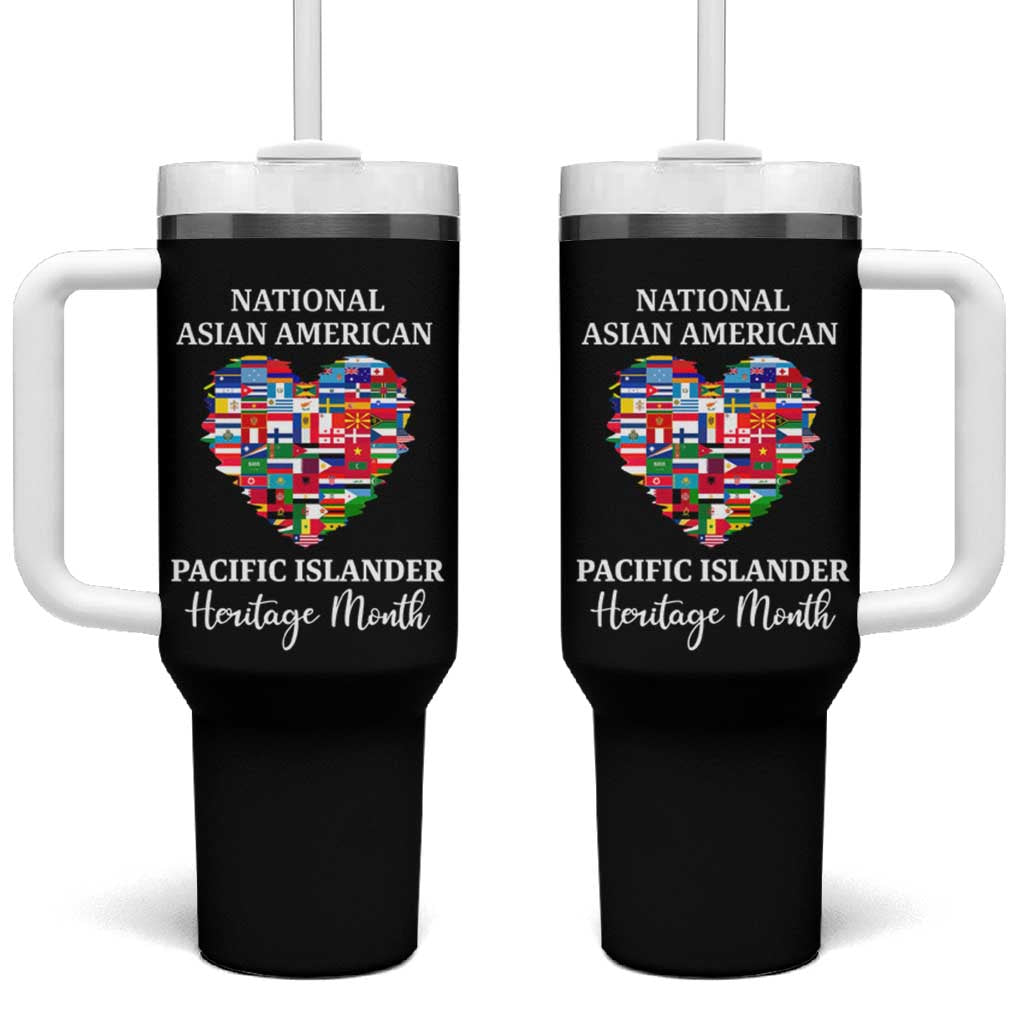 AAPI Heritage Month Tumbler With Handle National Asian American and Pacific Islander Countries Flag Heart
