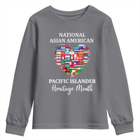 AAPI Heritage Month Youth Sweatshirt National Asian American and Pacific Islander Countries Flag Heart
