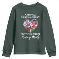 AAPI Heritage Month Youth Sweatshirt National Asian American and Pacific Islander Countries Flag Heart