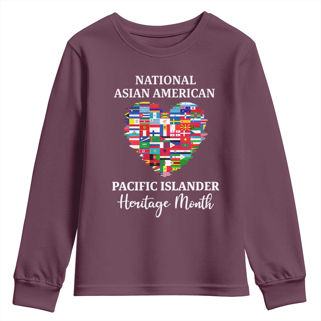 AAPI Heritage Month Youth Sweatshirt National Asian American and Pacific Islander Countries Flag Heart