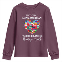 AAPI Heritage Month Youth Sweatshirt National Asian American and Pacific Islander Countries Flag Heart