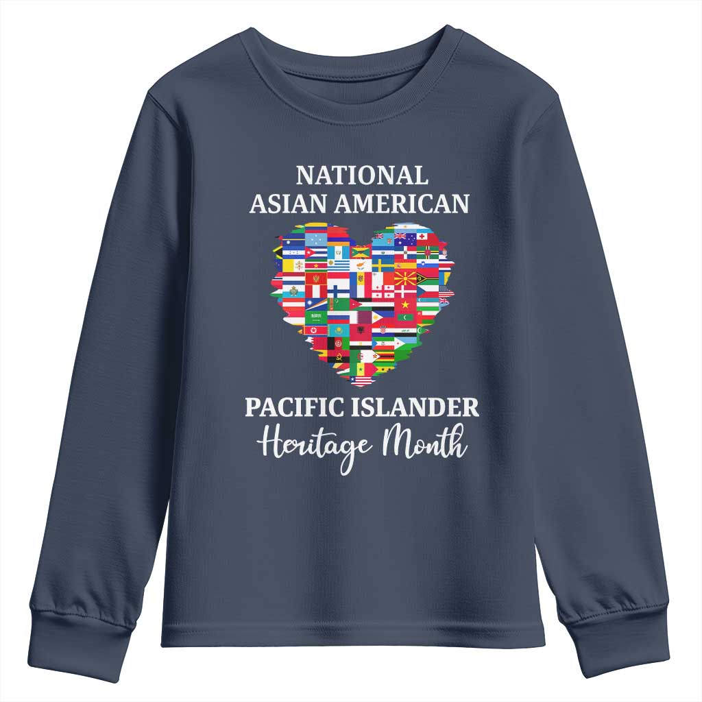 AAPI Heritage Month Youth Sweatshirt National Asian American and Pacific Islander Countries Flag Heart