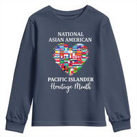 AAPI Heritage Month Youth Sweatshirt National Asian American and Pacific Islander Countries Flag Heart