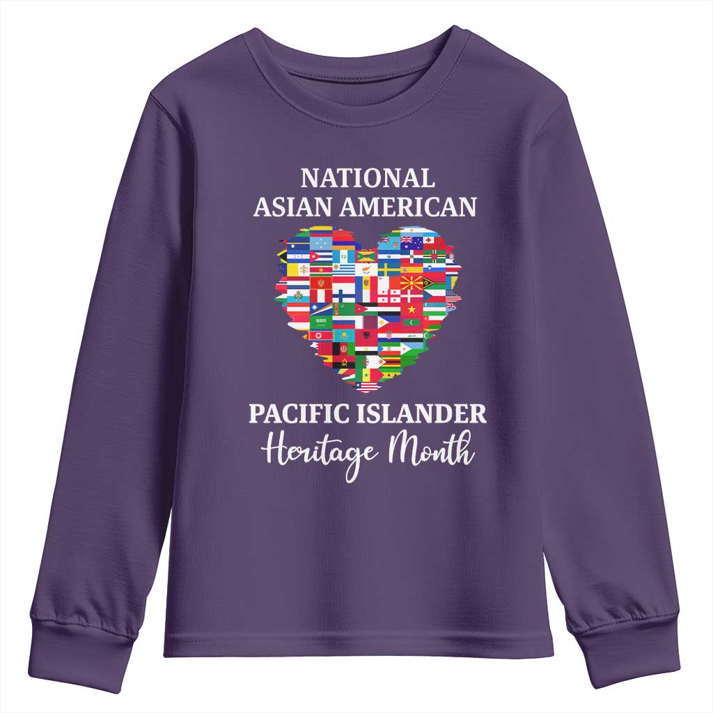AAPI Heritage Month Youth Sweatshirt National Asian American and Pacific Islander Countries Flag Heart