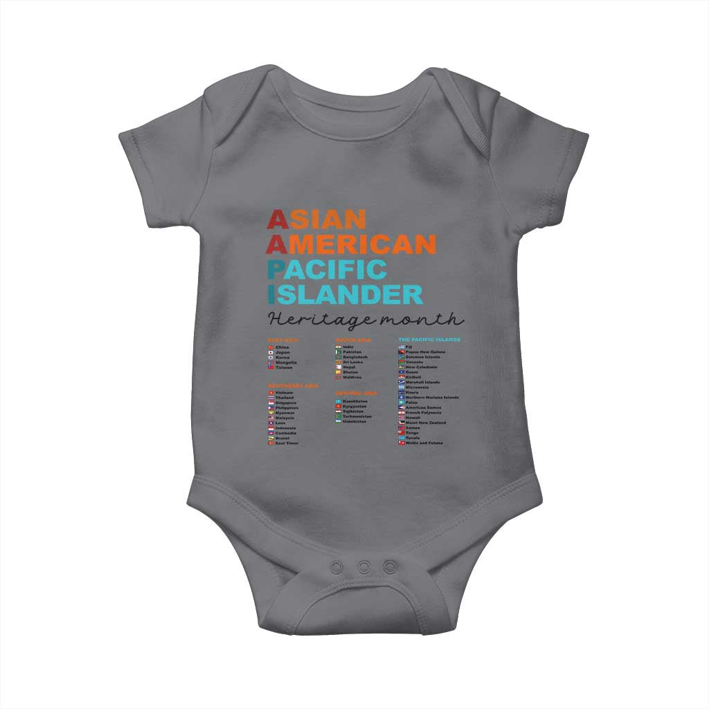 AAPI Heritage Month Baby Onesie Asian American and Pacific Islander Countries Pride
