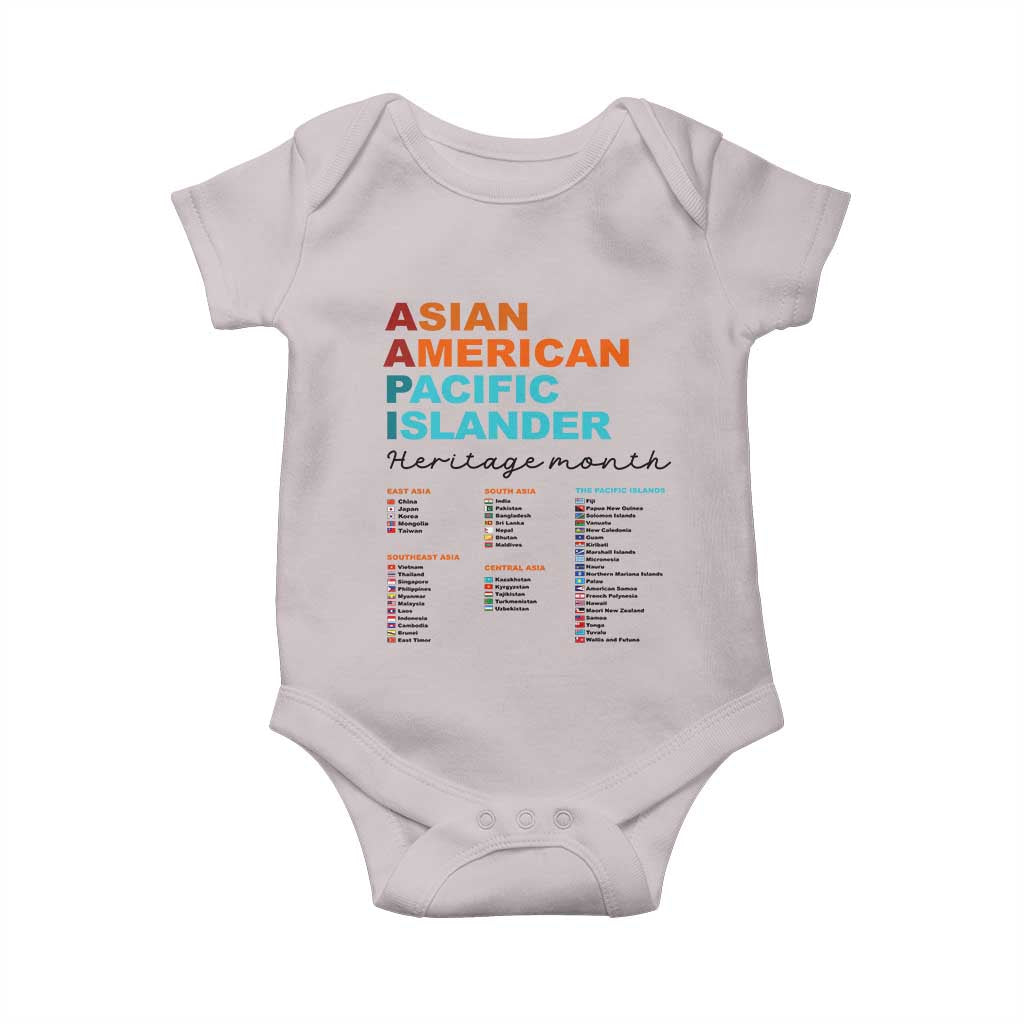 AAPI Heritage Month Baby Onesie Asian American and Pacific Islander Countries Pride