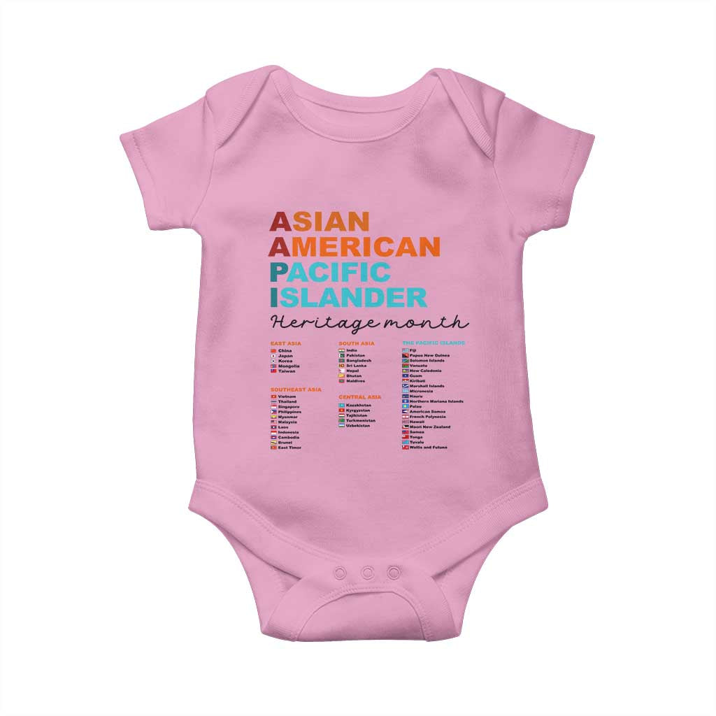 AAPI Heritage Month Baby Onesie Asian American and Pacific Islander Countries Pride
