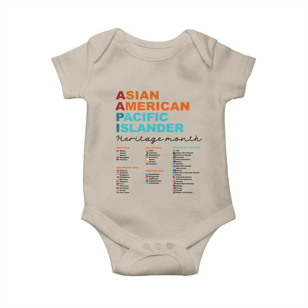 AAPI Heritage Month Baby Onesie Asian American and Pacific Islander Countries Pride