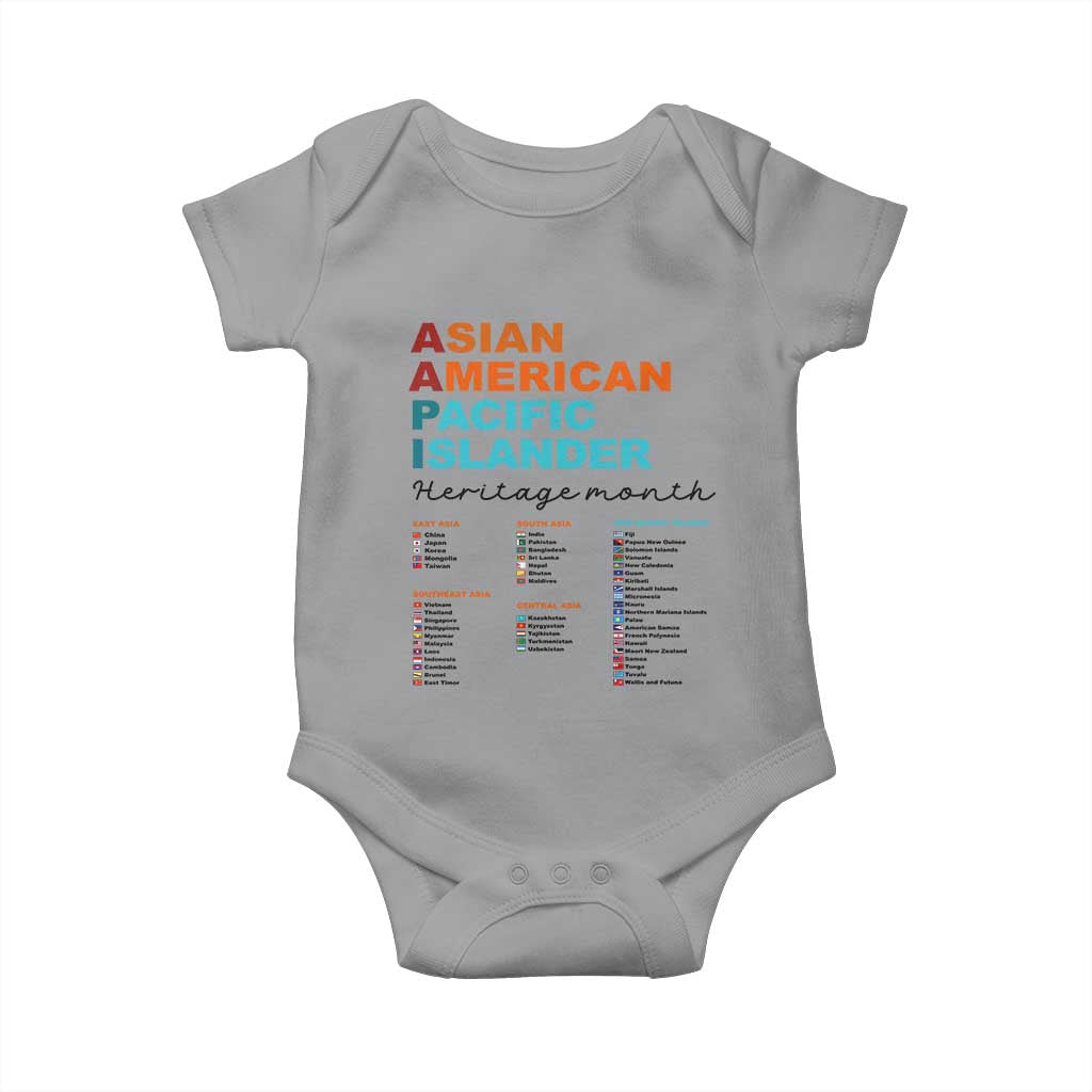 AAPI Heritage Month Baby Onesie Asian American and Pacific Islander Countries Pride