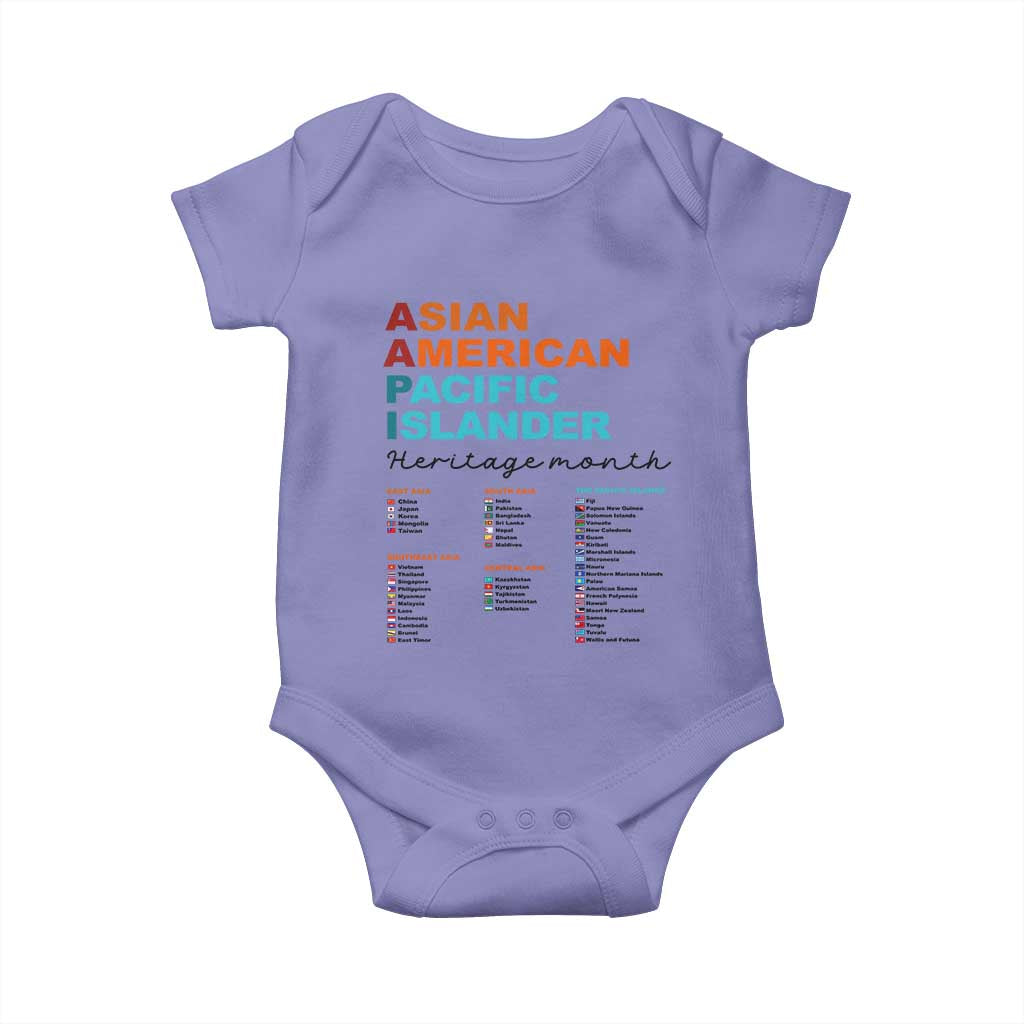AAPI Heritage Month Baby Onesie Asian American and Pacific Islander Countries Pride