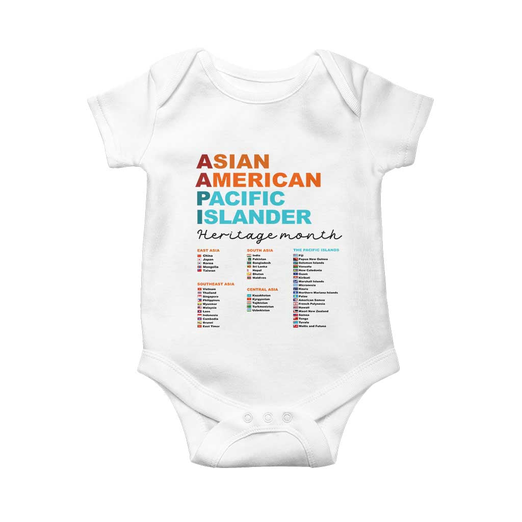 AAPI Heritage Month Baby Onesie Asian American and Pacific Islander Countries Pride
