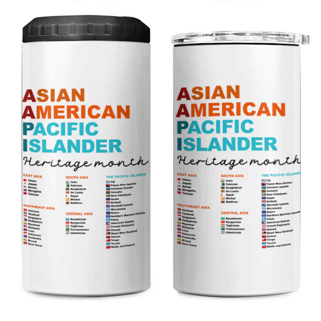 AAPI Heritage Month 4 in 1 Can Cooler Tumbler Asian American and Pacific Islander Countries Pride