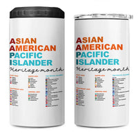 AAPI Heritage Month 4 in 1 Can Cooler Tumbler Asian American and Pacific Islander Countries Pride