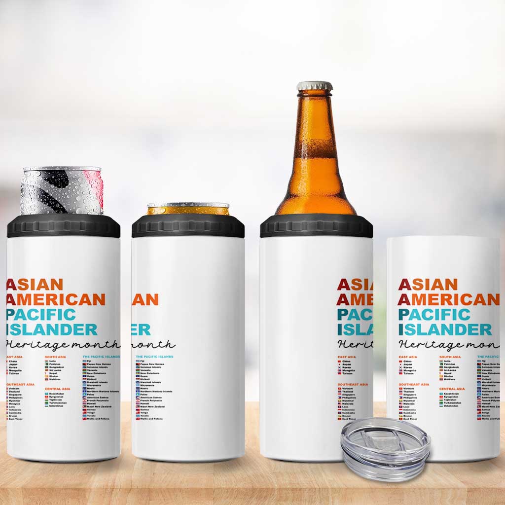 AAPI Heritage Month 4 in 1 Can Cooler Tumbler Asian American and Pacific Islander Countries Pride