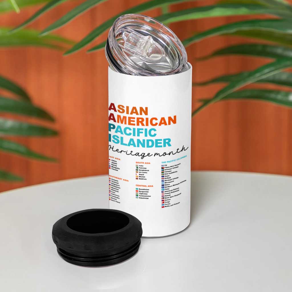 AAPI Heritage Month 4 in 1 Can Cooler Tumbler Asian American and Pacific Islander Countries Pride