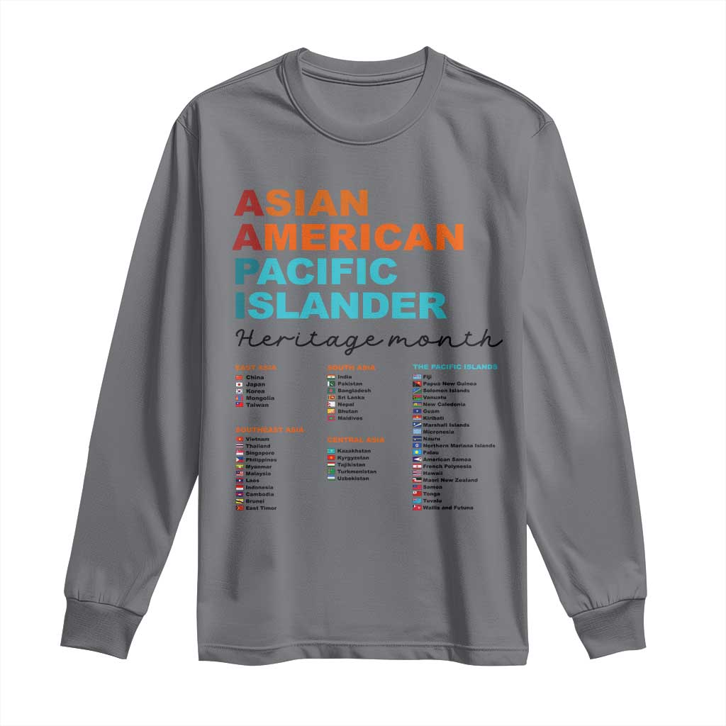 AAPI Heritage Month Long Sleeve Shirt Asian American and Pacific Islander Countries Pride