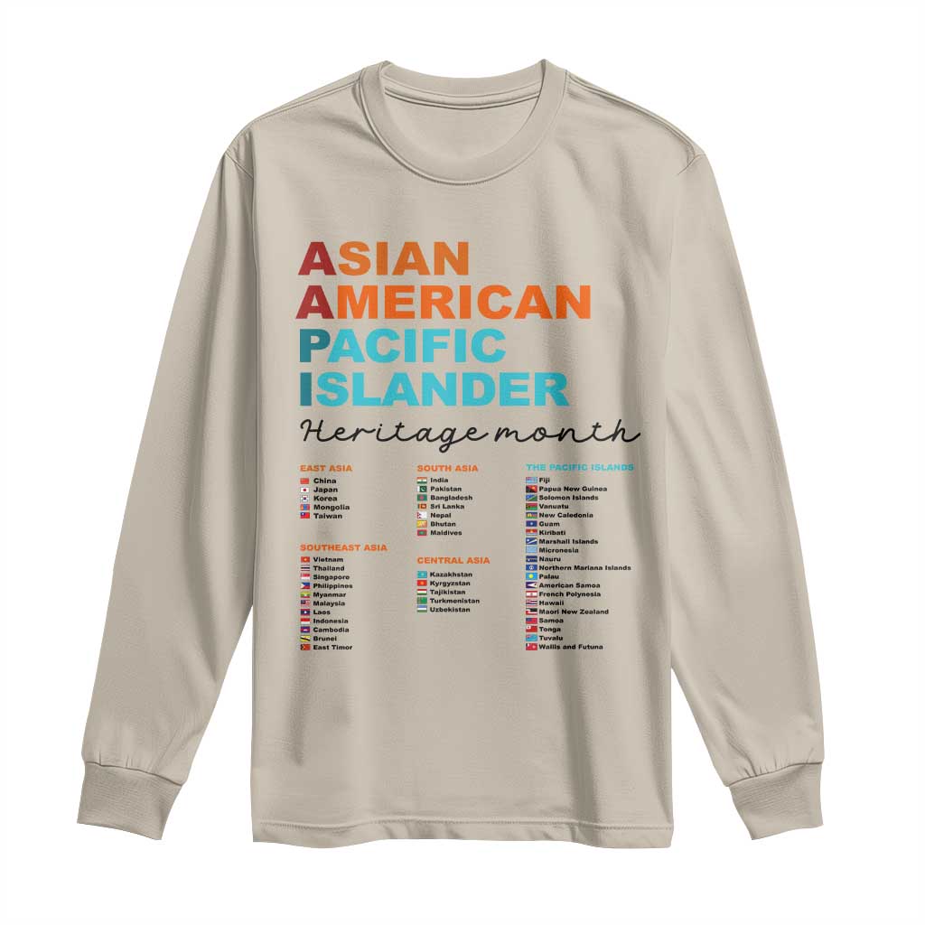 AAPI Heritage Month Long Sleeve Shirt Asian American and Pacific Islander Countries Pride