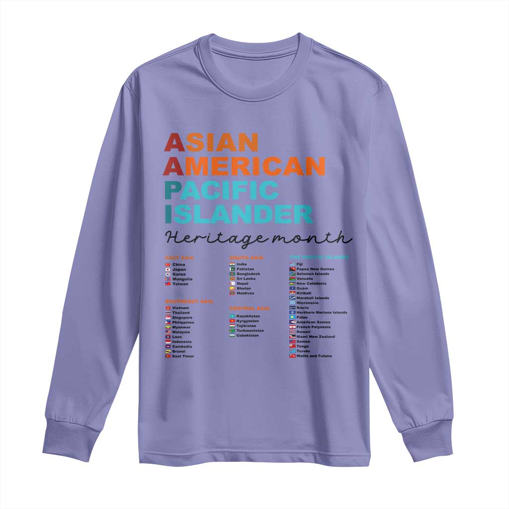 AAPI Heritage Month Long Sleeve Shirt Asian American and Pacific Islander Countries Pride