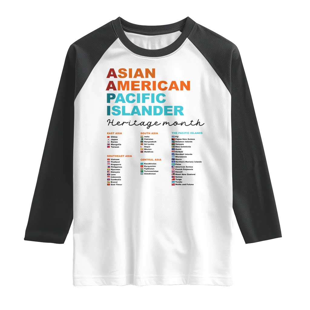 AAPI Heritage Month Raglan Shirt Asian American and Pacific Islander Countries Pride
