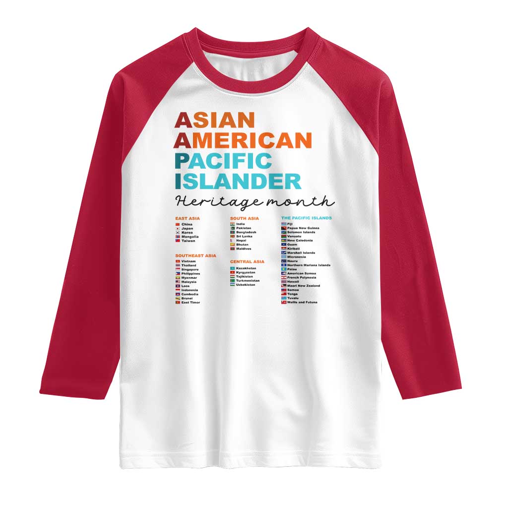 AAPI Heritage Month Raglan Shirt Asian American and Pacific Islander Countries Pride