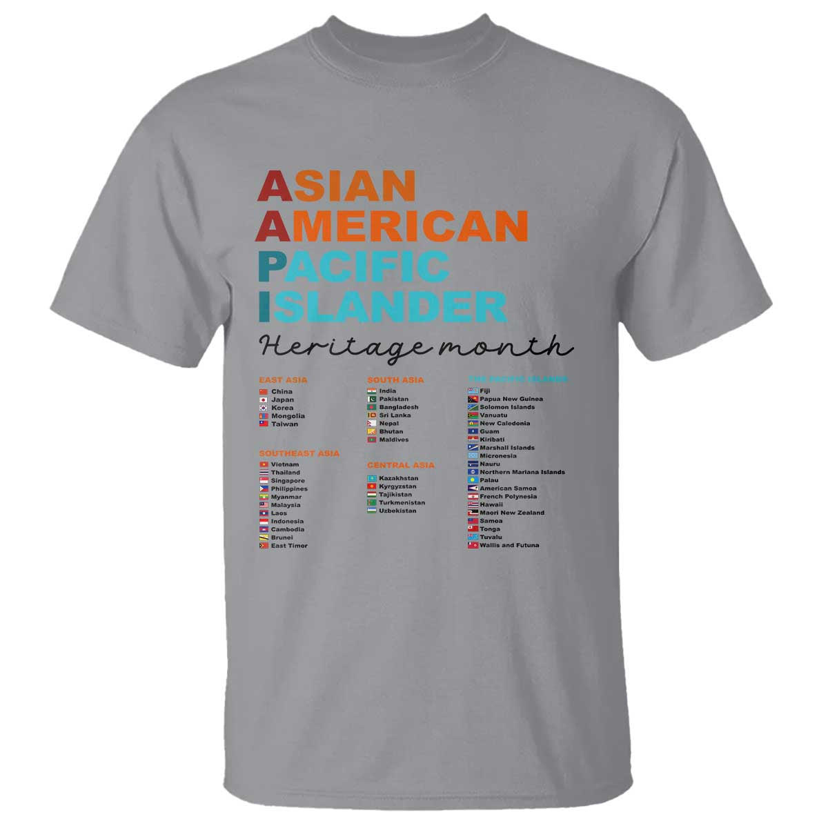 AAPI Heritage Month T Shirt Asian American and Pacific Islander Countries Pride