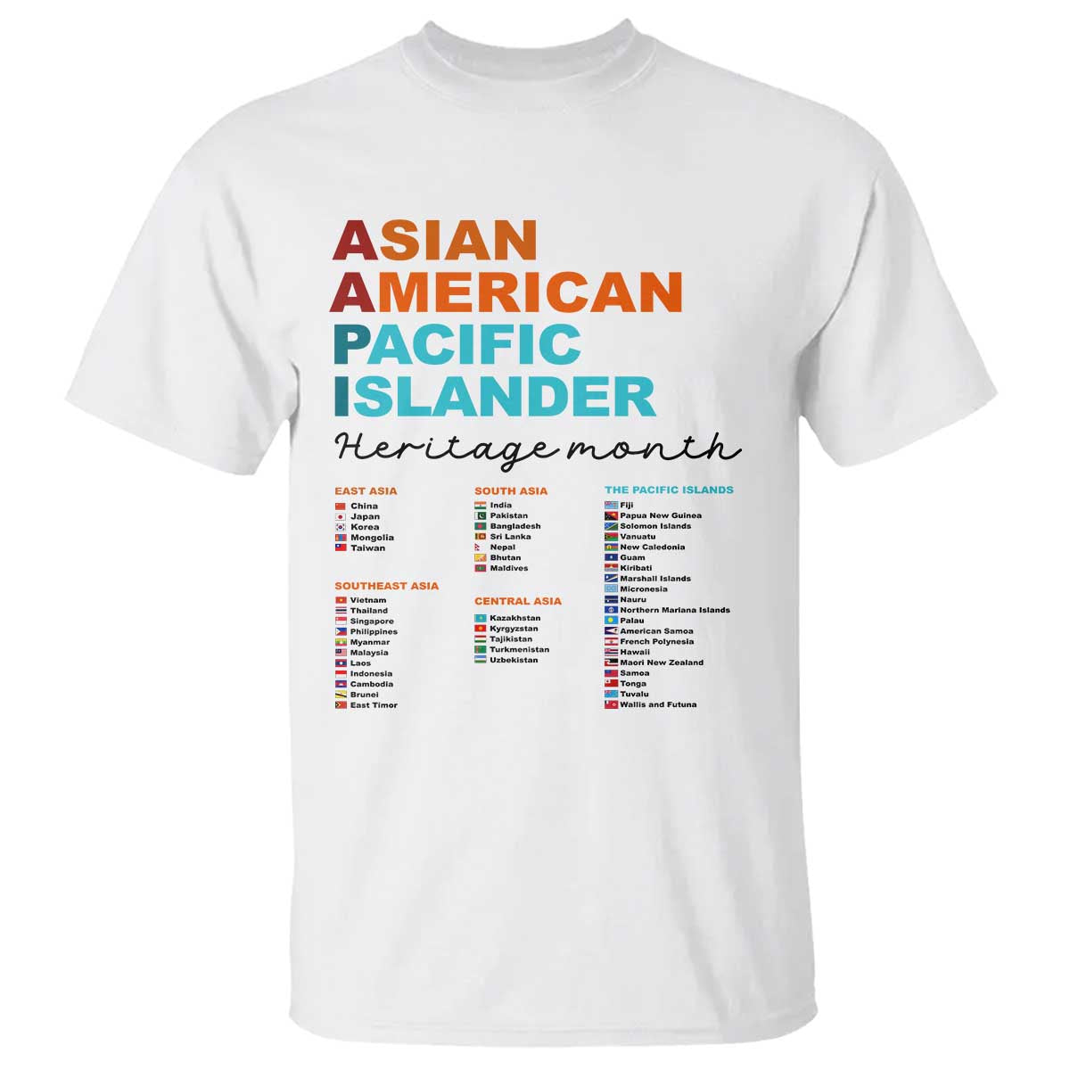 AAPI Heritage Month T Shirt Asian American and Pacific Islander Countries Pride