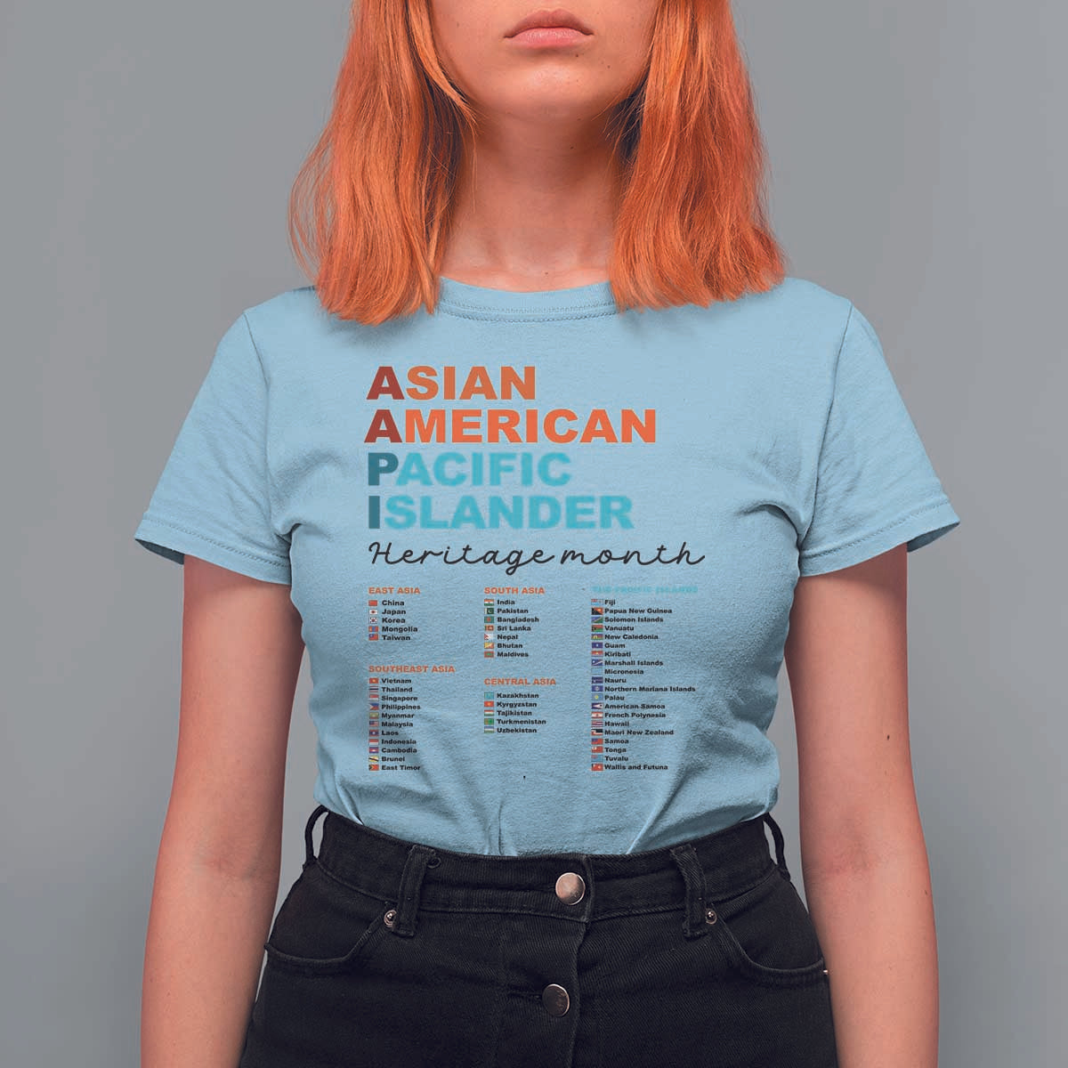 AAPI Heritage Month T Shirt For Women Asian American and Pacific Islander Countries Pride