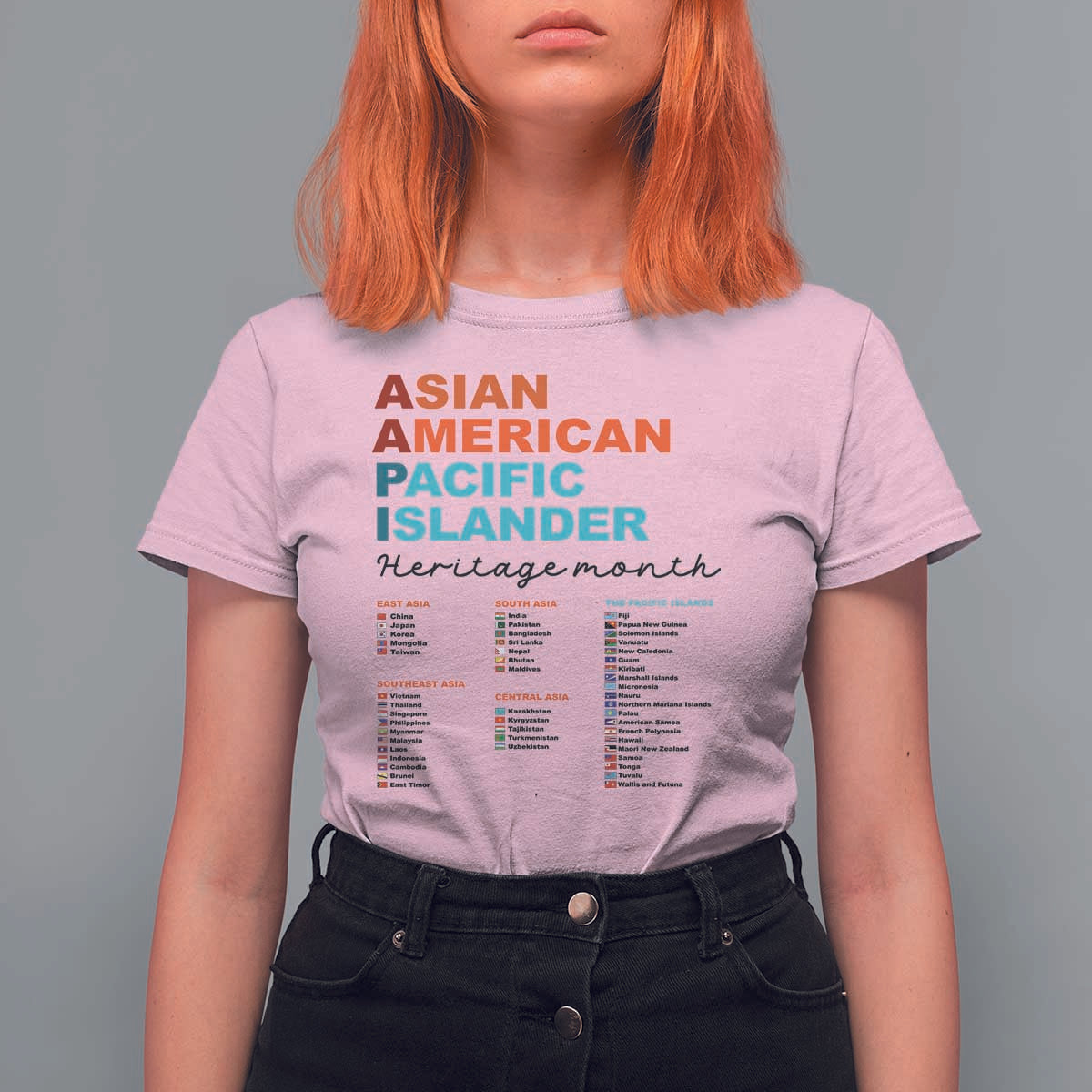 AAPI Heritage Month T Shirt For Women Asian American and Pacific Islander Countries Pride