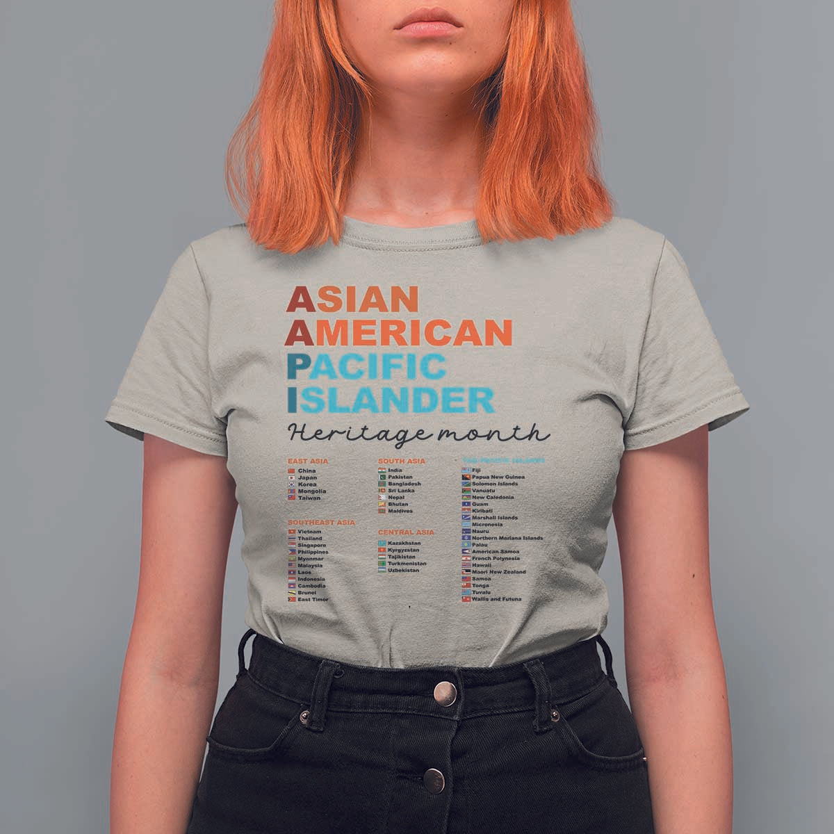 AAPI Heritage Month T Shirt For Women Asian American and Pacific Islander Countries Pride
