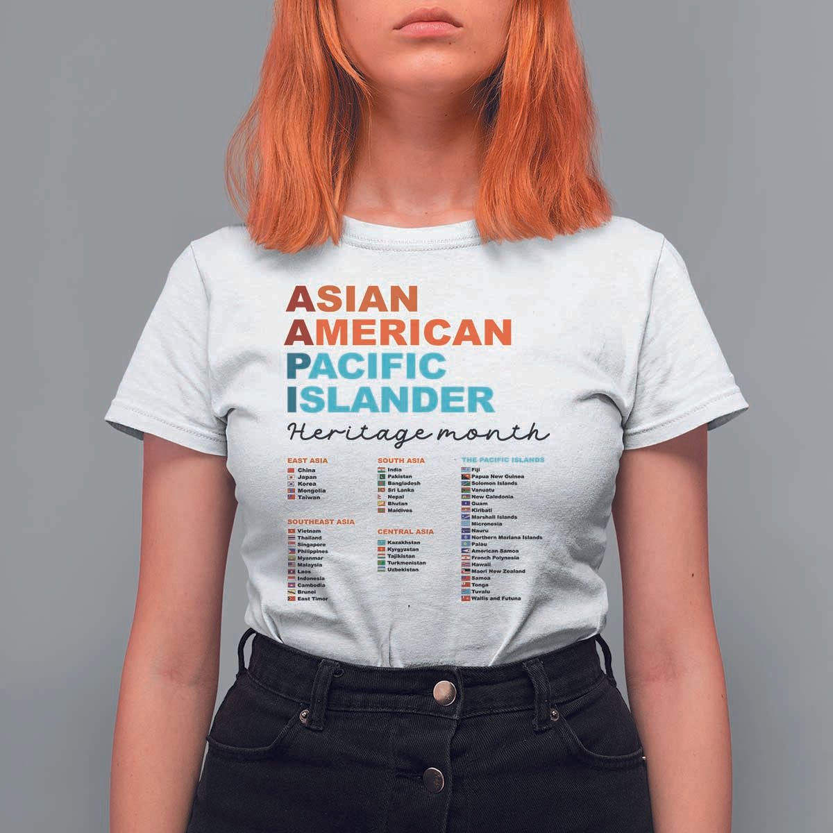 AAPI Heritage Month T Shirt For Women Asian American and Pacific Islander Countries Pride