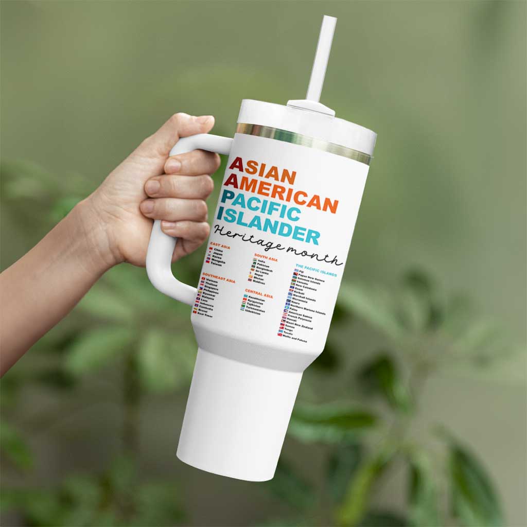 AAPI Heritage Month Tumbler With Handle Asian American and Pacific Islander Countries Pride
