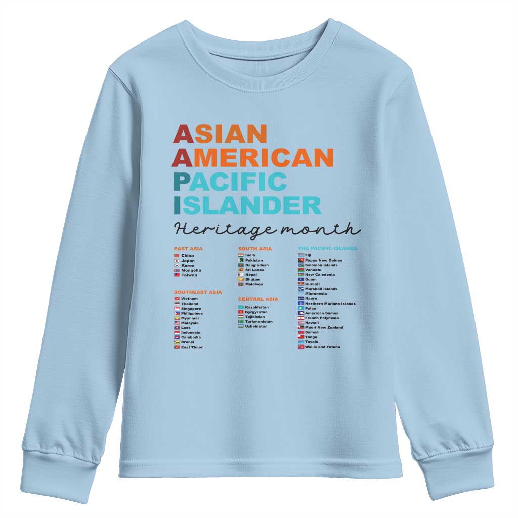 AAPI Heritage Month Youth Sweatshirt Asian American and Pacific Islander Countries Pride
