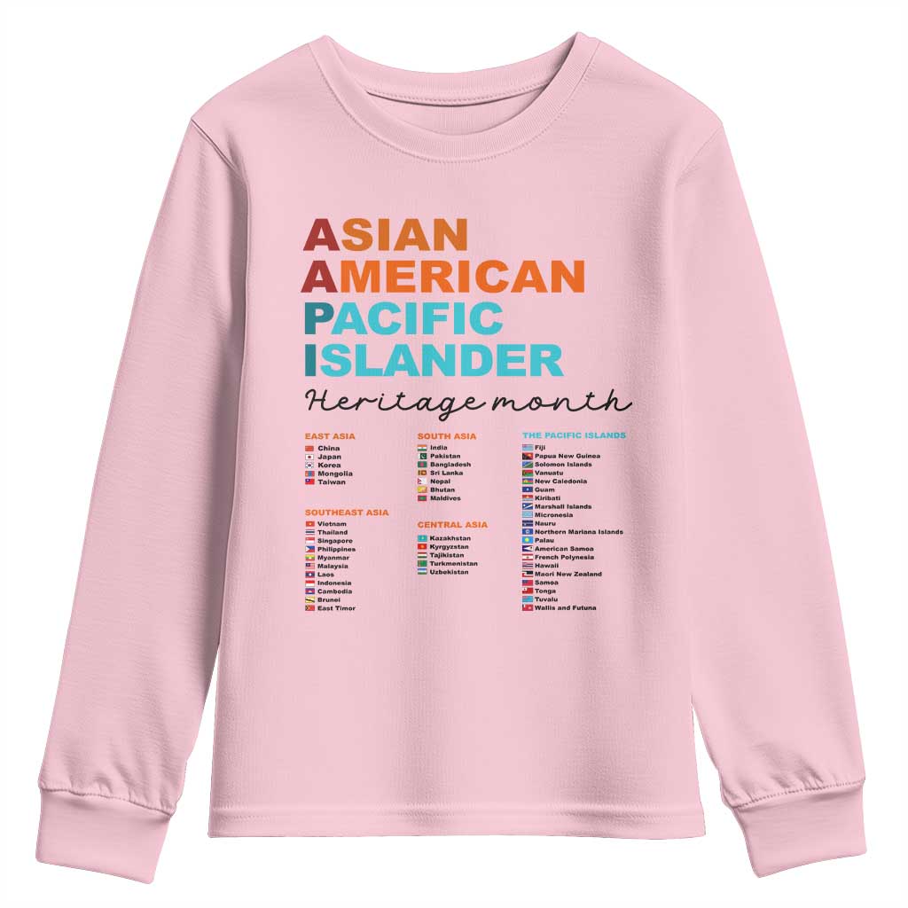 AAPI Heritage Month Youth Sweatshirt Asian American and Pacific Islander Countries Pride